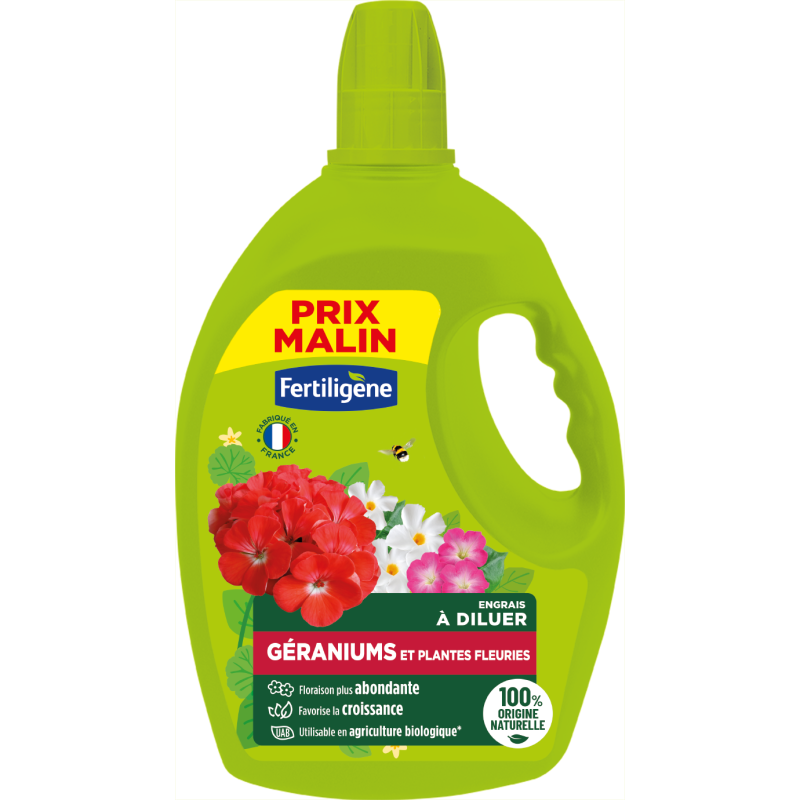 Engrais géraniums et plantes fleuries 2,5L
