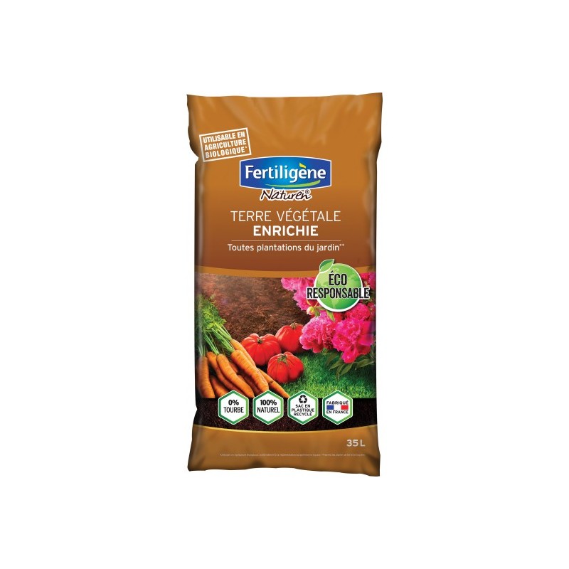 Terre végétale enrichie 0% tourbe 35L