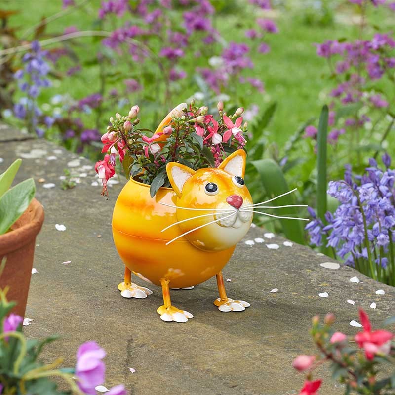 Cache pot Chat métal