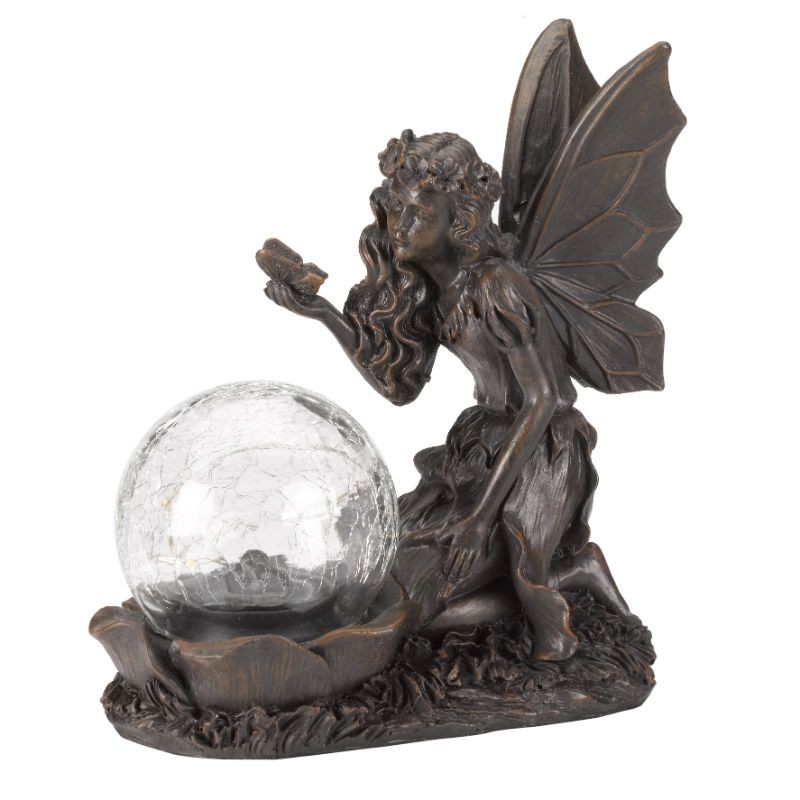 Fée et globe résine et verre Solaire