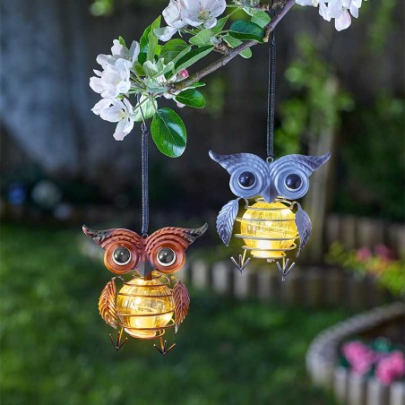 Petit Hibou métal suspendu Solaire