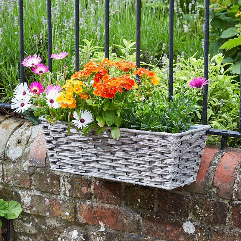 Jardinière Faux Rotin Bari gris 48 cm